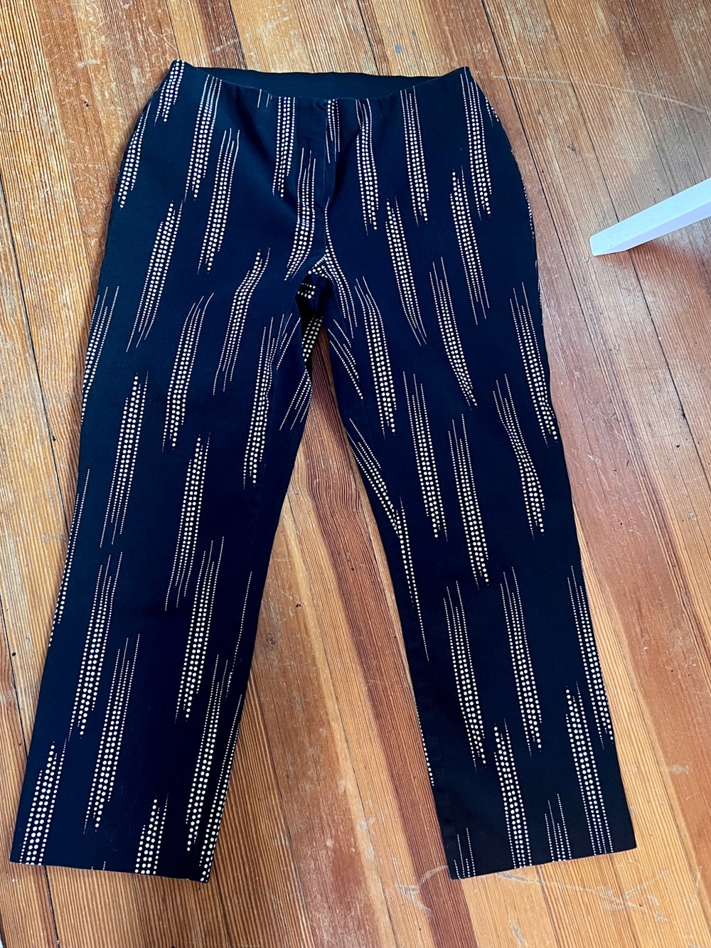 Alfani Black Dress Pants with Gold Linear Dot Pattern